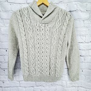 Immagini Sweater Men's M Beige Fisherman Cable Knit Acrylic/Wool Made in Italy